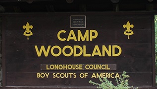 Camp Woodland sign